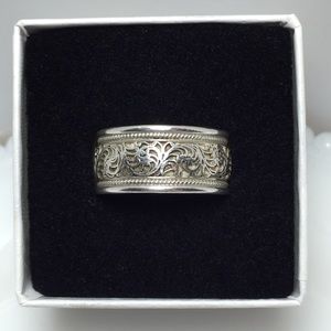 Sterling Relief Wide Band Ring ~ Size 7 3/4